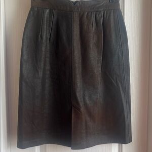 Gustin Rich Brown Leather Pencil Skirt
